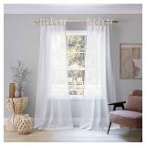 No. 918 Bethany Slub Textured Sheer Tie Top Curtain Panel, 50" x 63"