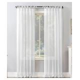 No. 918 Bethany Slub Textured Sheer Tie Top Curtain Panel, 50" x 63"