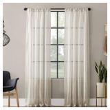 Clean Window Textured Slub Stripe Anti-Dust Curtain Panel, 52" x 84"