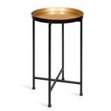 Kate and Laurel Celia Round Metal Tray/ Foldable Accent Table - 14x14x25.75