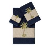 Authentic Hotel and Spa Turkish Cotton Palm Tree Embroidered 3 piece Towel Set