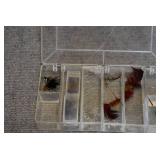 Case of 7 Fly Lures | Red Spotted Feathers | 8.25" x 4.5" x 1.25"