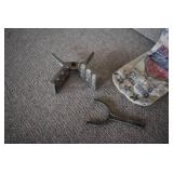 VTG Lot of 3 Metal Destash Lot | Zip-Zip Slingshot Handle, Reading Instrument Co. Lead Weight Maker, and Lead Shot Bag