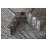 VTG Lot of 3 Metal Destash Lot | Zip-Zip Slingshot Handle, Reading Instrument Co. Lead Weight Maker, and Lead Shot Bag