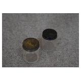 VTG Lot of 2 Small Glass Jars Metal Lids | Hazel Atlas | 2.5" x 1.75"