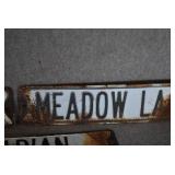 VTG Lot of 3 Black and White Metal Street Signs | Marian, Brookside, Meadow LA | 24" x 6"