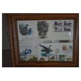 VTG Framed lot of First Day Issue Duck Stamps | In Wood Frame | 12.5" x 10.5"