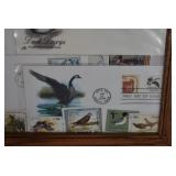 VTG Framed lot of First Day Issue Duck Stamps | In Wood Frame | 12.5" x 10.5"