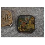 VTG Lot of 2 Tin Registering Dime Banks | Lucky Dime Register and Gnomes Registering Bank | 2.5" x 2.5"