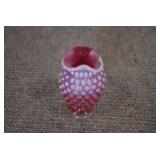 VTG Hobnail Opalescent Bud Vase | Fenton | Cranberry | 4" x 2.25"