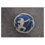 VTG Heubach Native American Indian Jasperware Plate Trinket Dish | Blue and White | 4.25"