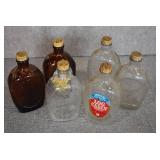 VTG Lot of 6 Bicentennial Glass Syrup Bottles | Log Cabin Buttered Syrup | Brown and Clear | 8.25" x 4.25" x 2.5"