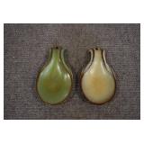 VTG Lot of 2 Ceramic Spoon Rests | Frankoma | Prairie Green and Desert Gold | 6.5" x 3.75"