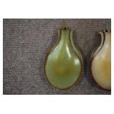 VTG Lot of 2 Ceramic Spoon Rests | Frankoma | Prairie Green and Desert Gold | 6.5" x 3.75"