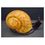 Amber Glass Snail Lamp | Metal Base | 8.75" x 6" x 4.5"