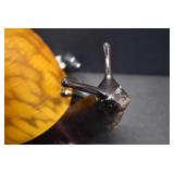 Amber Glass Snail Lamp | Metal Base | 8.75" x 6" x 4.5"