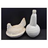 VTG Lot of 2 Milk Glass Hen on Next and World