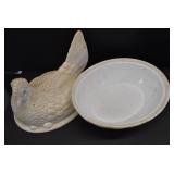 VTG Lot of 2 Milk Glass Hen on Next and World