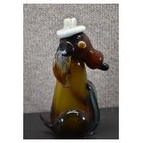 VTG Art Glass Dog in Hat | Murano Style | 9.5" x 4" x 5"