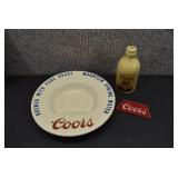 VTG Lot of 3 Coors Items | Ashtray, Salt Shaker, and Badge