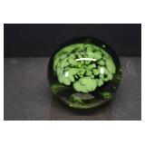 Green Glass Flower Paperweight | 2.5" x 6"