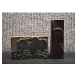 VTG Lot of 2 Print Blocks | Buffalo and Native American Profile | 2.5" x 1.5" and .75" x 2.5"