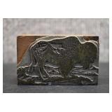 VTG Lot of 2 Print Blocks | Buffalo and Native American Profile | 2.5" x 1.5" and .75" x 2.5"
