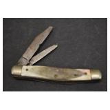 VTG Two Blade Pocket Knife | Old Timer | White Handle | Closed 3.25"