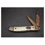 VTG Two Blade Pocket Knife | White Handle | Closed 3.25"