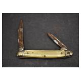VTG Two Blade Pocket Knife | Monarch | White MOP Handle | Closed 2.25"