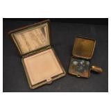 VTG lot of 2 Compact and Ashtray | Snakeskin and Gold | Compact 2.75" x 2.5" Ashtray 1.5" x 1.5"