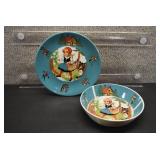 VTG Lot of 2 Little Red Riding Hood Melmak Bowl and Plate | Ornamin | 362 | Bowl 6.5" Plate 7.5"