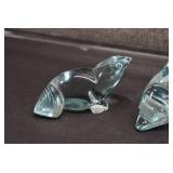 Lot of 2 Crystal Animal Paperweights | Seal and Dolphin | 4" x 2" x 1.5"