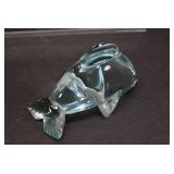 Lot of 2 Crystal Animal Paperweights | Seal and Dolphin | 4" x 2" x 1.5"