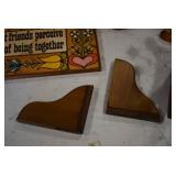 Lot of 8 Shop Made Wooden Decor Items | Magazine rack, Sign, Wagon, Rocking Chair, Shelf and More