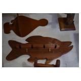 Lot of 8 Shop Made Wooden Decor Items | Magazine rack, Sign, Wagon, Rocking Chair, Shelf and More