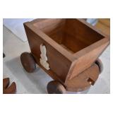 Lot of 8 Shop Made Wooden Decor Items | Magazine rack, Sign, Wagon, Rocking Chair, Shelf and More