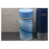 VTG Lot of 2 Blue Thermoses | King-Seeley Thermos co. | 8.5" x 4" and 11.5" x 3.75"