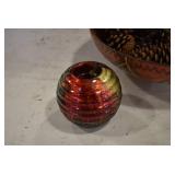 Lot of Pinecones in Decorative Bowl | With Candle Holder