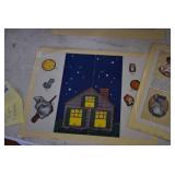 VTG Lot of 6 Paper Toy Cut-Outs | Dolls, Game, Teepee, and House | 14.5" x 11.5"