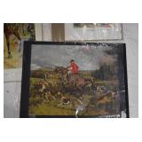 VTG Lot of 3 Print Lithographs | Civil War and Fox Hunting | Largest 10.25" x 13.25"