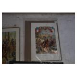 VTG Lot of 3 Print Lithographs | Civil War and Fox Hunting | Largest 10.25" x 13.25"