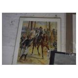 VTG Lot of 3 Print Lithographs | Civil War and Fox Hunting | Largest 10.25" x 13.25"