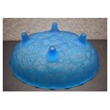VTG Opaque Blue Satin Glass Fruit Bowl | Indiana Glass | 12" x 8.5" x 4.5"
