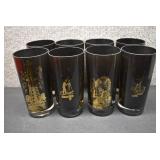 VTG Lot of 8 Oil Rig Derrick Oilfield Glasses | Mid Century Modern | 5.5" x 2.75"