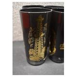 VTG Lot of 8 Oil Rig Derrick Oilfield Glasses | Mid Century Modern | 5.5" x 2.75"