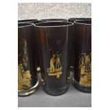 VTG Lot of 8 Oil Rig Derrick Oilfield Glasses | Mid Century Modern | 5.5" x 2.75"