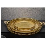 Lot of 3 Brass Round Table Trays | Made in India | 13",11" x 8.25"