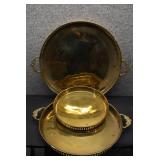 Lot of 3 Brass Round Table Trays | Made in India | 13",11" x 8.25"