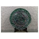 Imperial Glass Plate 12 Days of Christmas Green Carnival Two Turtle Doves